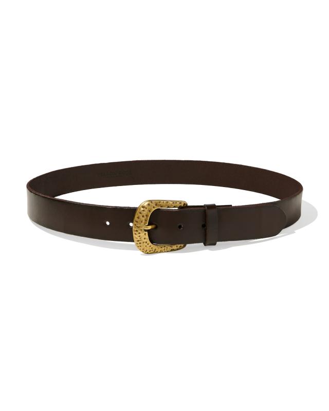 Hammered Buckle Belt in Chocolate Leather image number 3.0